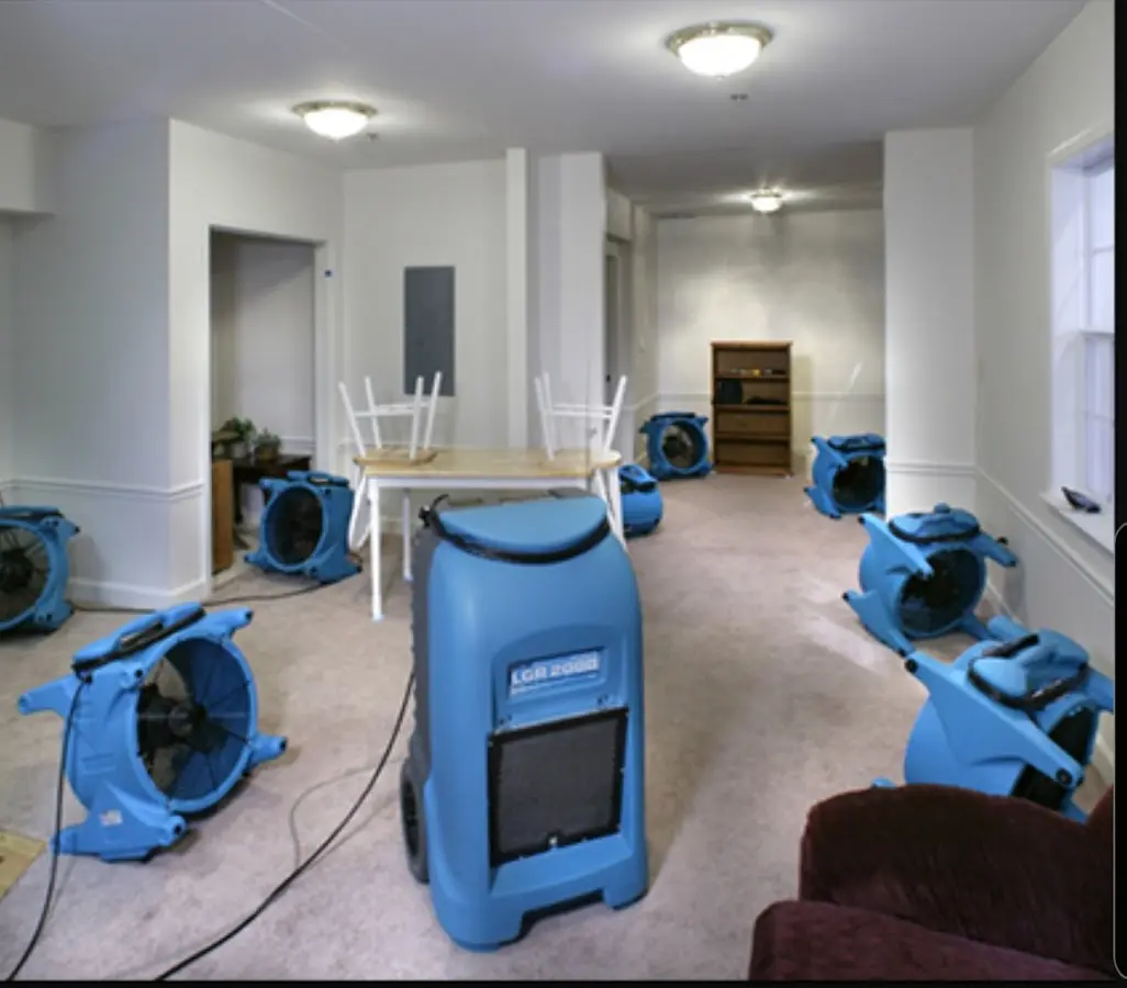 Air movers and dehumidifier setup for Water Extraction & Removal in Kimberly